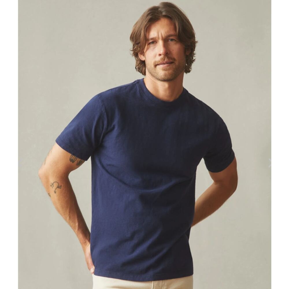 American Giant Premium Slub Tee Shirt Crew Neck Short Sleeve Navy Size Large